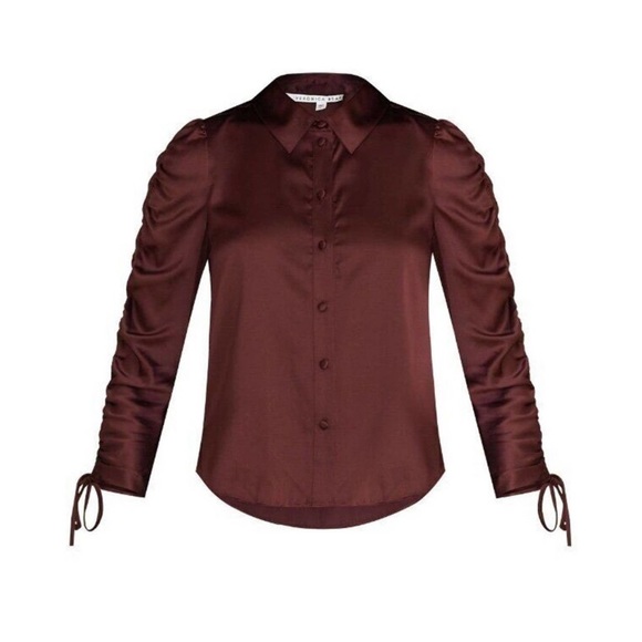 Veronica Beard Tops - Veronica Beard Lillian Silk Rouched Red Wine Blouse 0